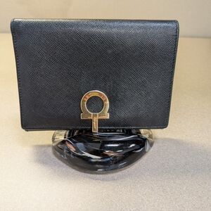 Salvatore Ferragamo Black Leather Wallet with Gold Hardware